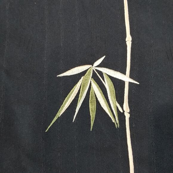 Bamboo Cay Shirt Mens Large Black Embroidered Bamboo Modal Button Up Camp Casual - Picture 6 of 10